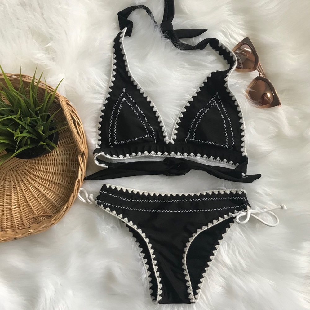✨ Embroidered Black Bikini
